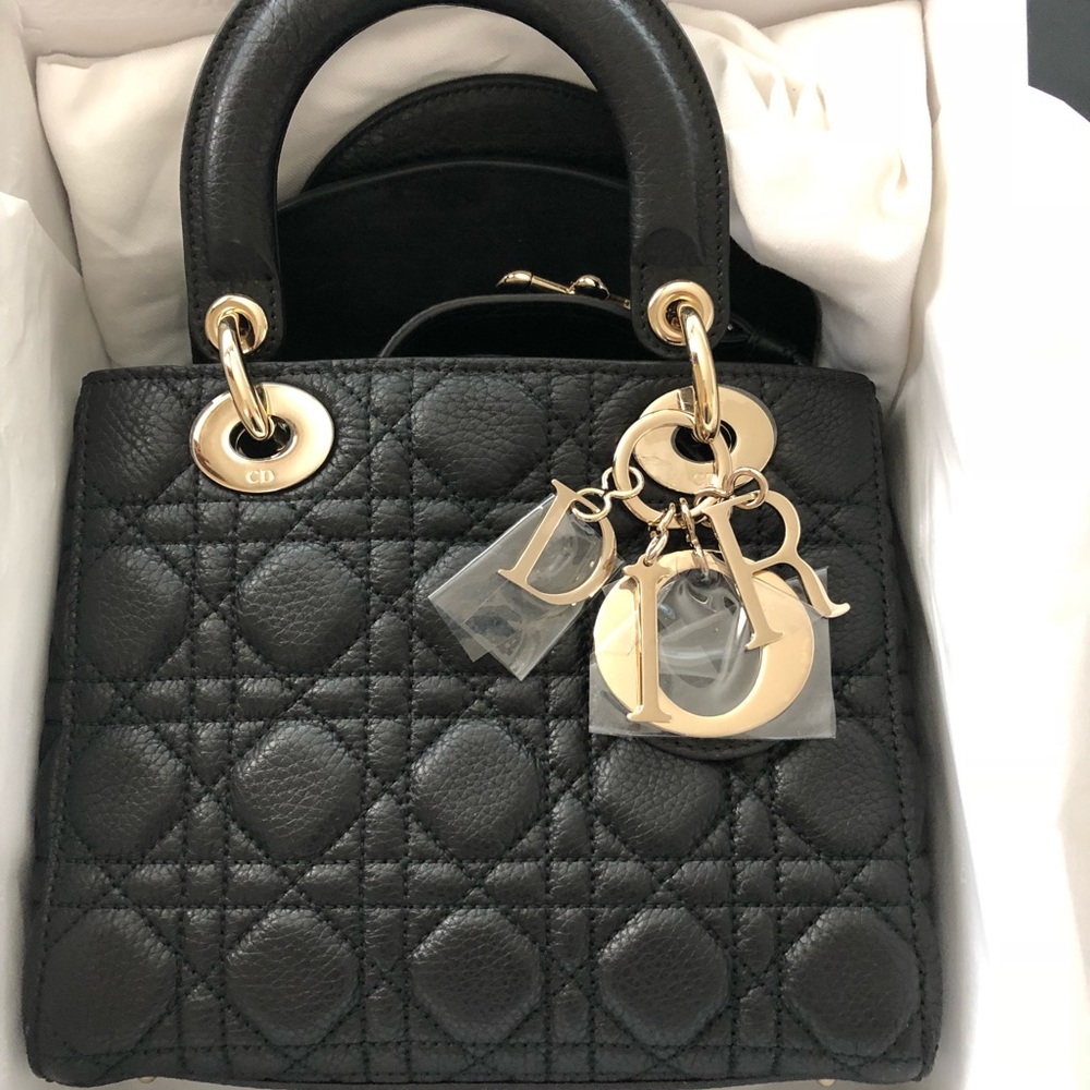 Small Black Supple Lady Dior Grained Calfskin bag